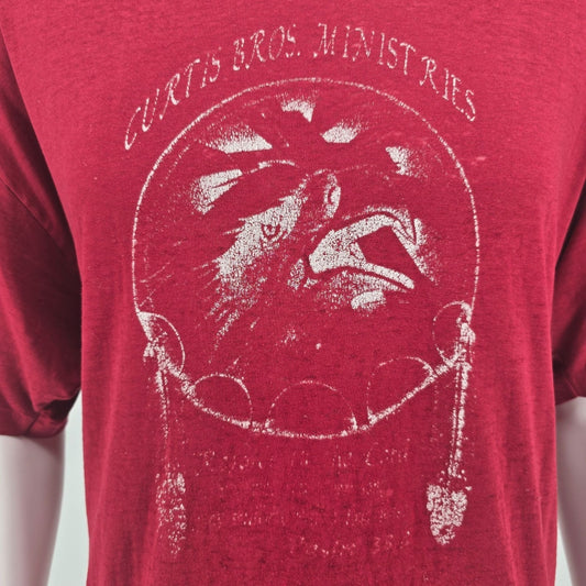 Distressed Vintage 1990s Hanes Heavyweight "Curtis Bros. Ministries" T-Shirt -XL