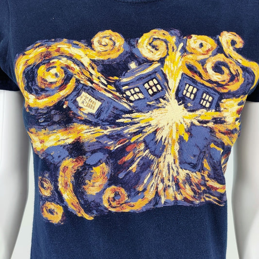 Ripple Junction Women's Doctor Who Tardis Van Gogh Oil Painting T-Shirt (M)