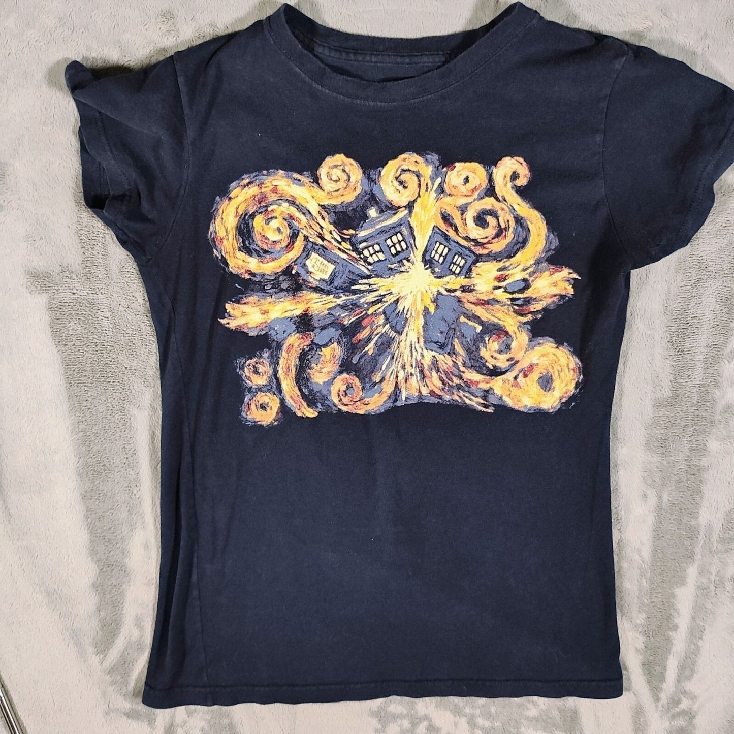 Ripple Junction Women's Doctor Who Tardis Van Gogh Oil Painting T-Shirt (M)