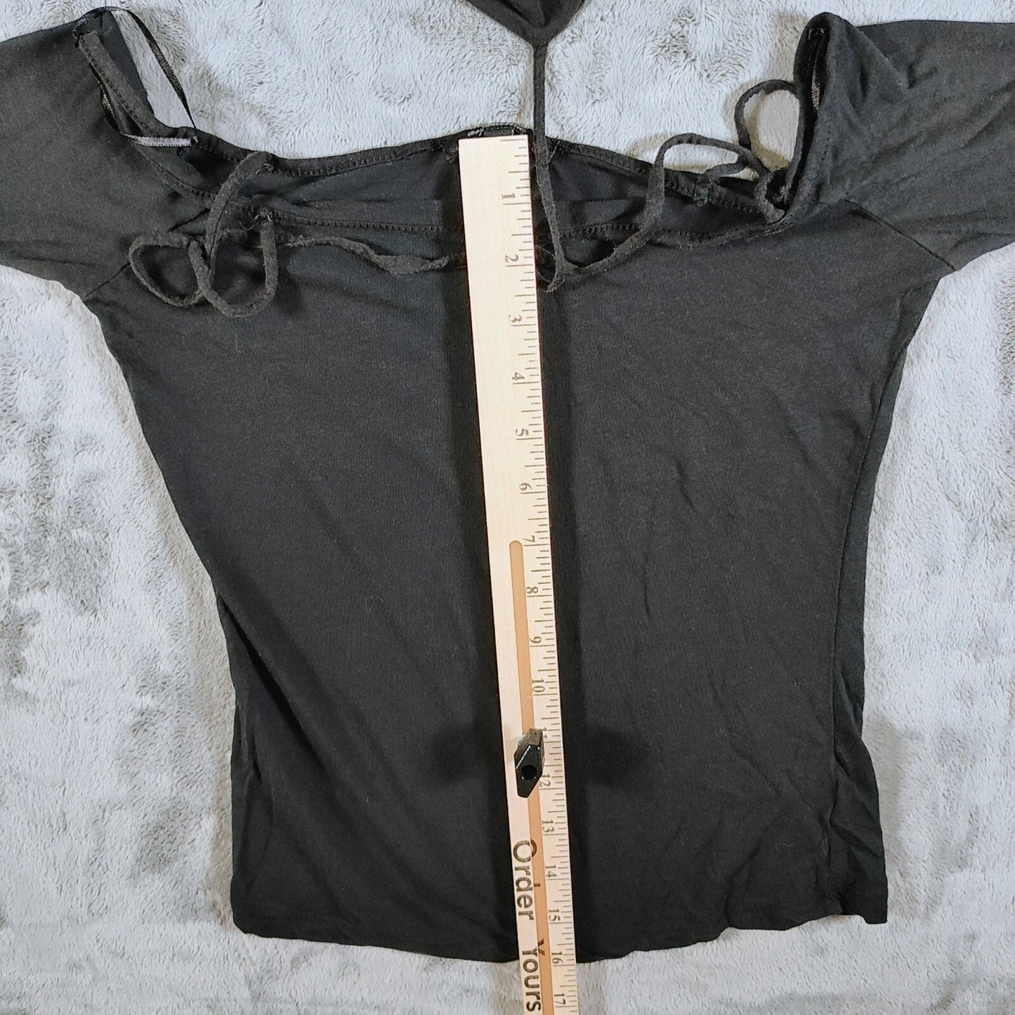 Ambiance Womens Black Cutout Neck Cotton & Modal Blend Top (Size Small)