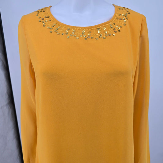 Vintage Y2K Just Class Marigold Flapper Revival Fringe Hem Shift Dress (8/M)