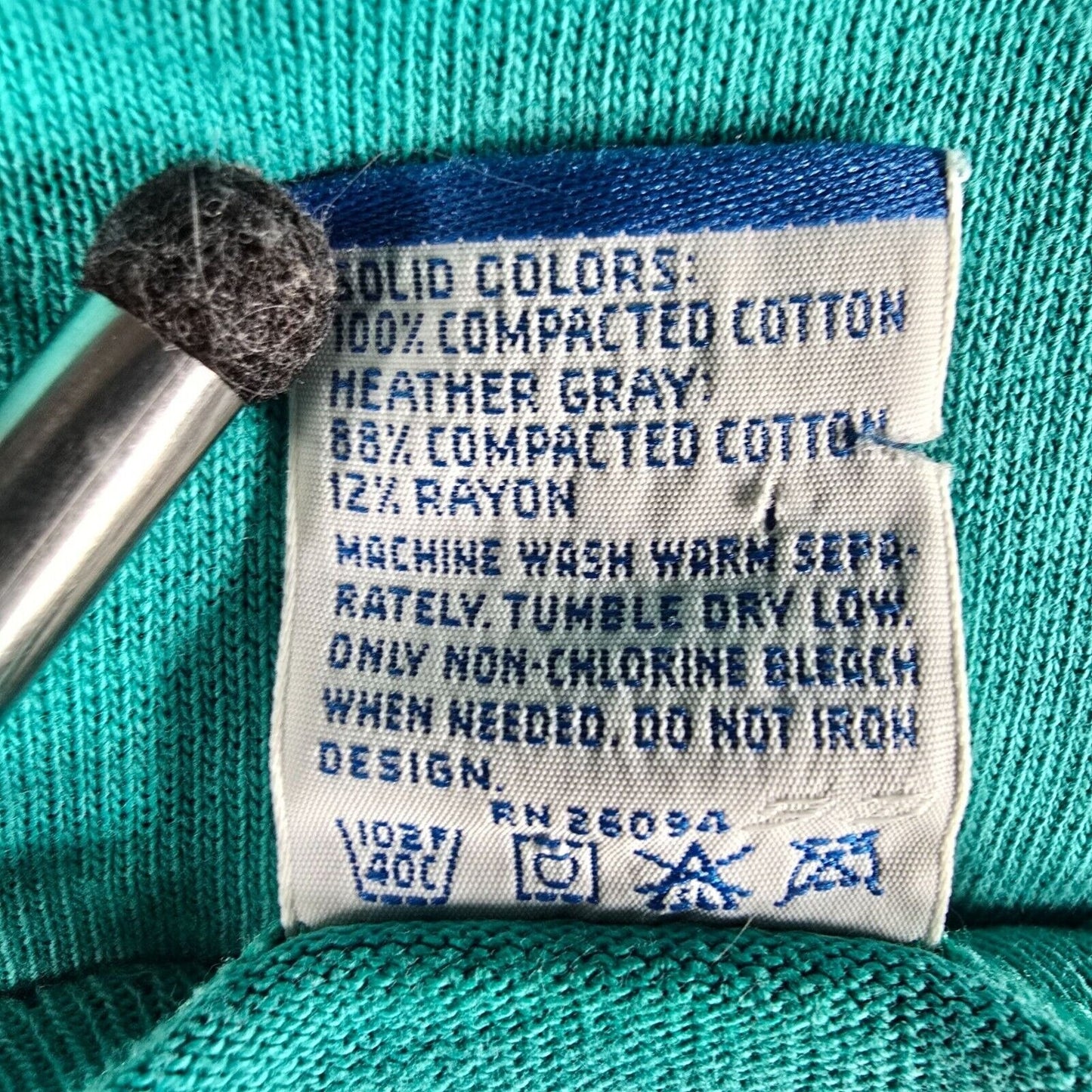 Distressed Vintage 1980s Champion Script Logo Single Stitch Teal T-Shirt (M)