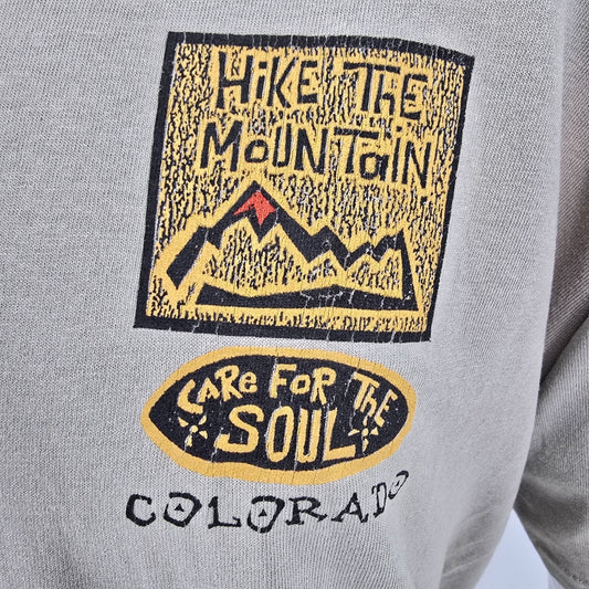 Vintage 1990s Hike the Mountain Care for the Soul Colorado Graphic T-Shirt (L)