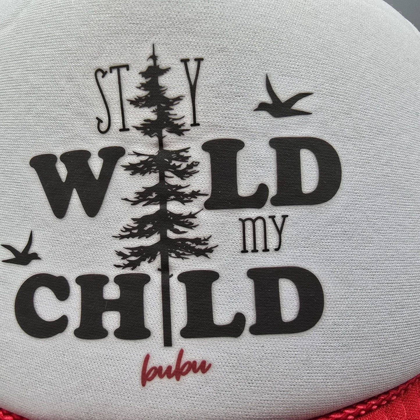 Bubu Stay Wild My Child Red & White Mesh Back Adjustable Kids' Trucker Hat