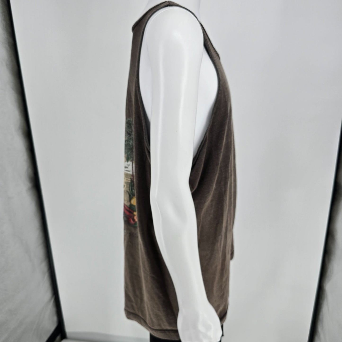 Vintage Y2K AAA Hawaiian Island Map Faded Brown Tourist Souvenir Tank Top (2XL)