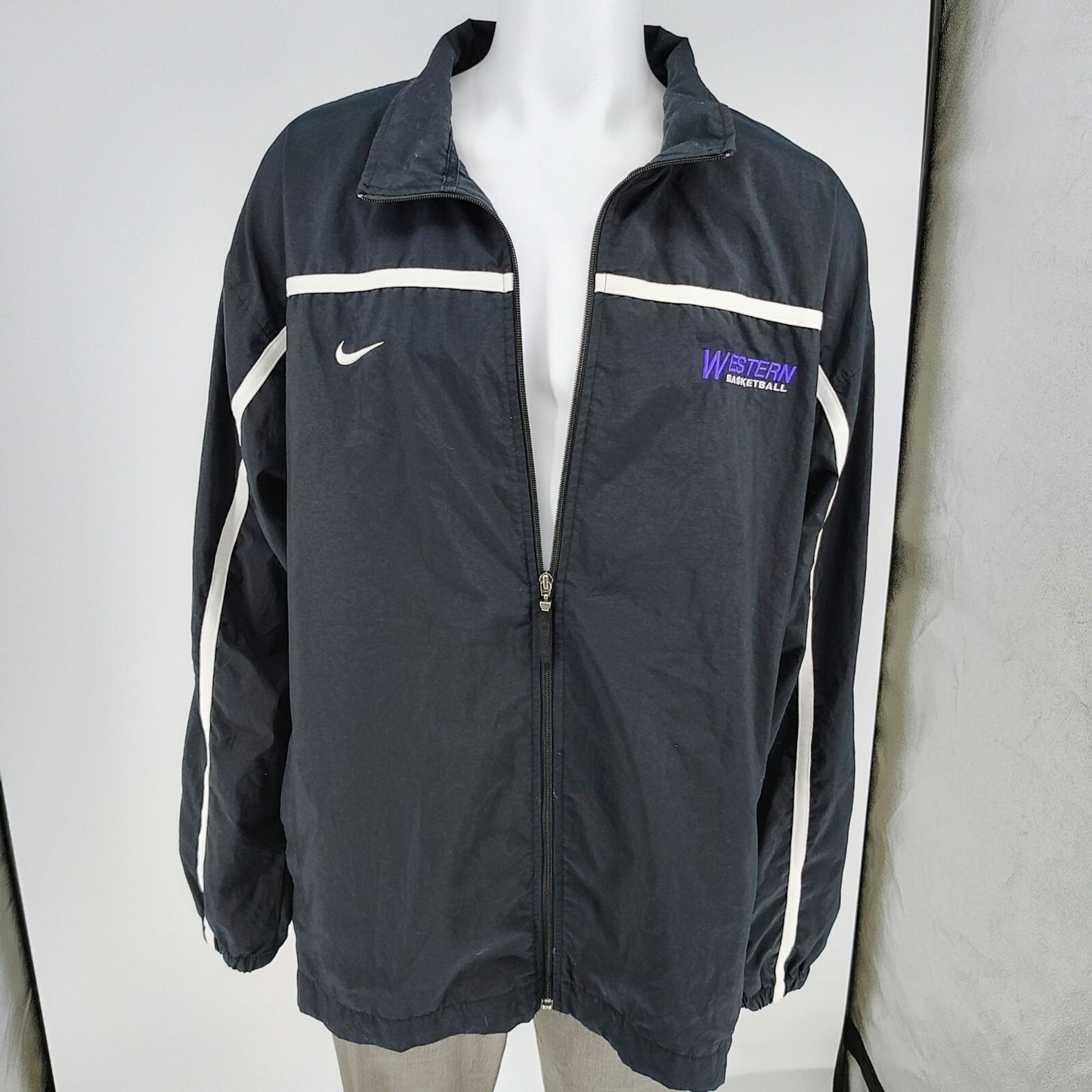 Nike Team "Western Basketball" Black & White Full-Zip Windbreaker Jacket (3XL)