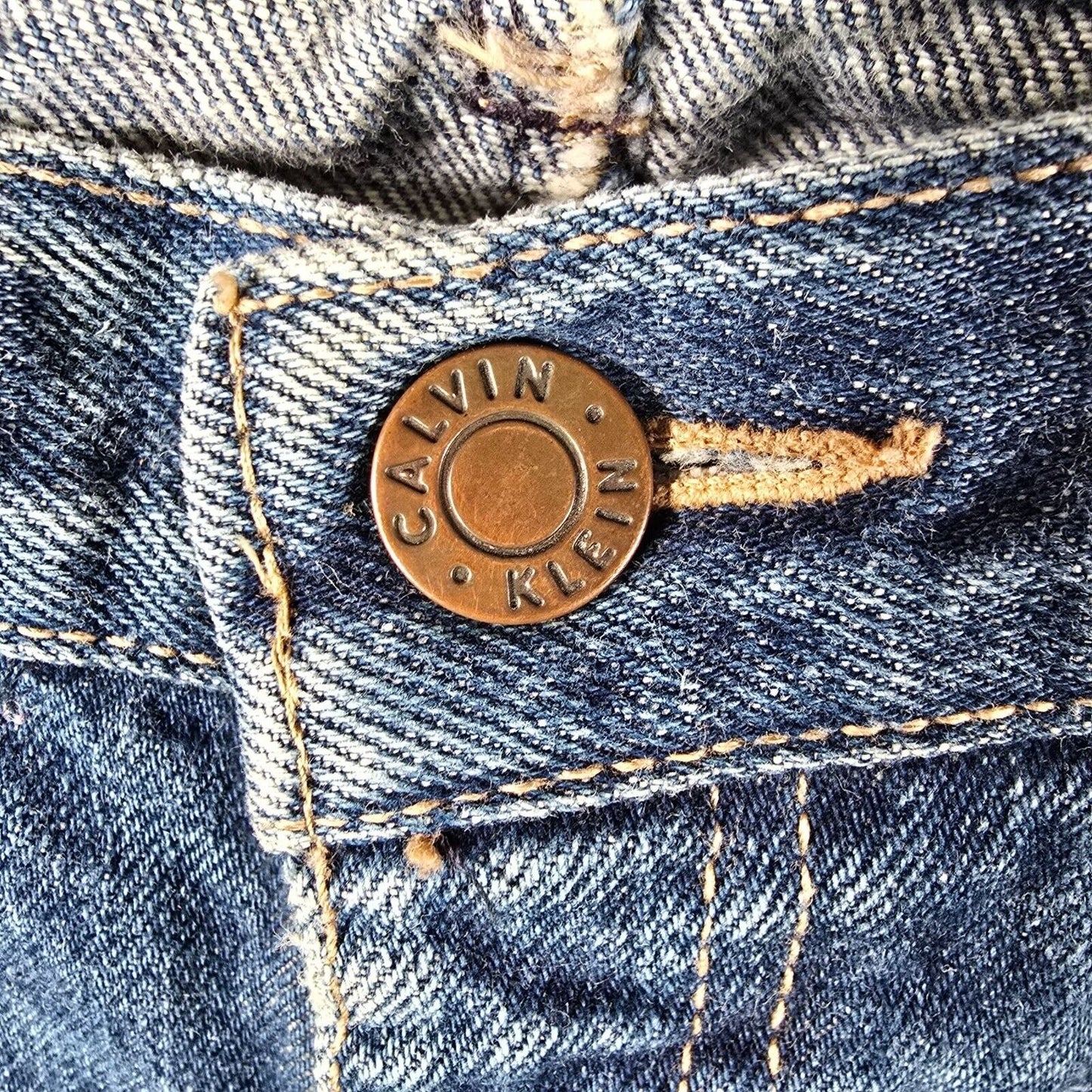 Vintage Early 1980s Calvin Klein Mens Distressed Straight Leg Blue Jeans (29x33)