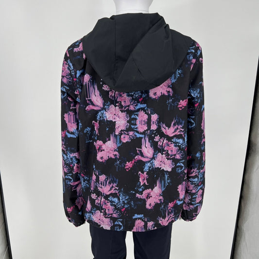 Vans Women's Mercy Black and Floral Reversible Hooded Jacket (Medium)