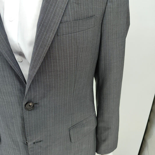 Boss Hugo Boss The James4/Sharp6 Gray with Blue Chalk Stripes Suit Jacket (38R)