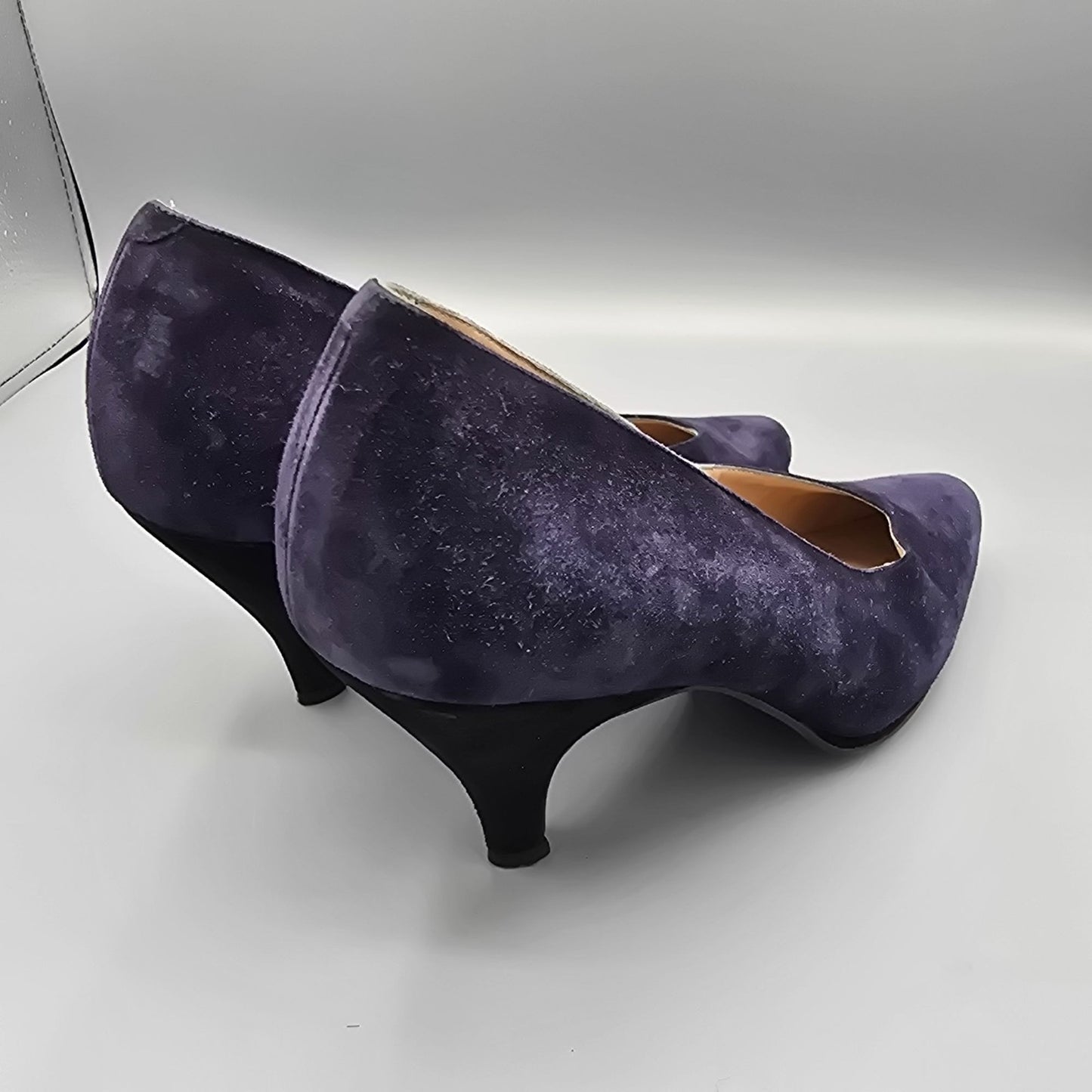 Vintage Early 1990s Maud Frizon Paris Dark Blue/Purple Suede Pumps (EU37/US6.5)