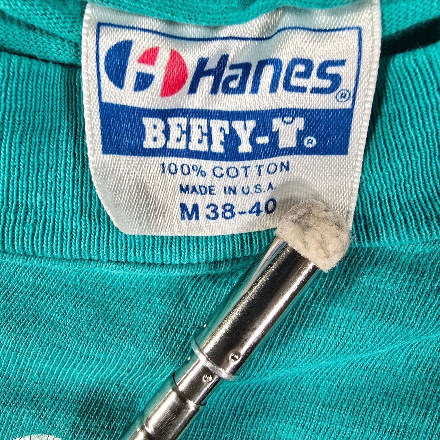 Vintage 1980s Single Stitch Hanes Beefy-T Hopi Sun Shield Teal T-Shirt (XS/S)