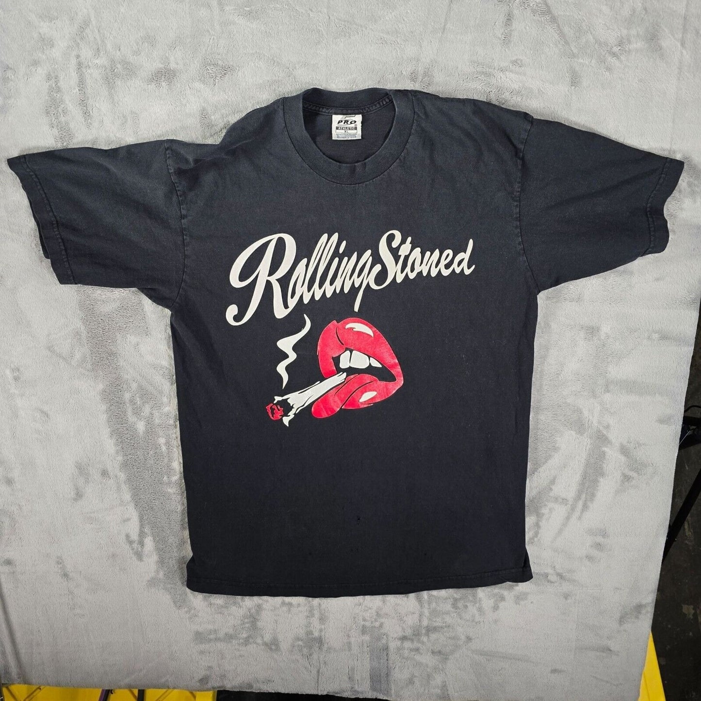 Vintage Y2K Pro 5 "Rolling Stoned" Black Graphic Parody T-Shirt (L) *Holes