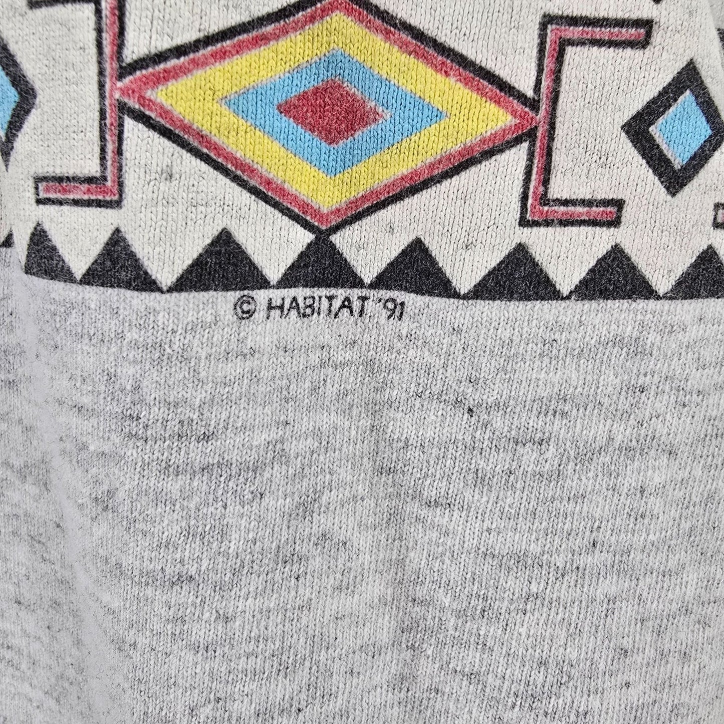 Distressed Vintage 1990s Habitat Native American Spirit Eagle Gray T-Shirt (L)