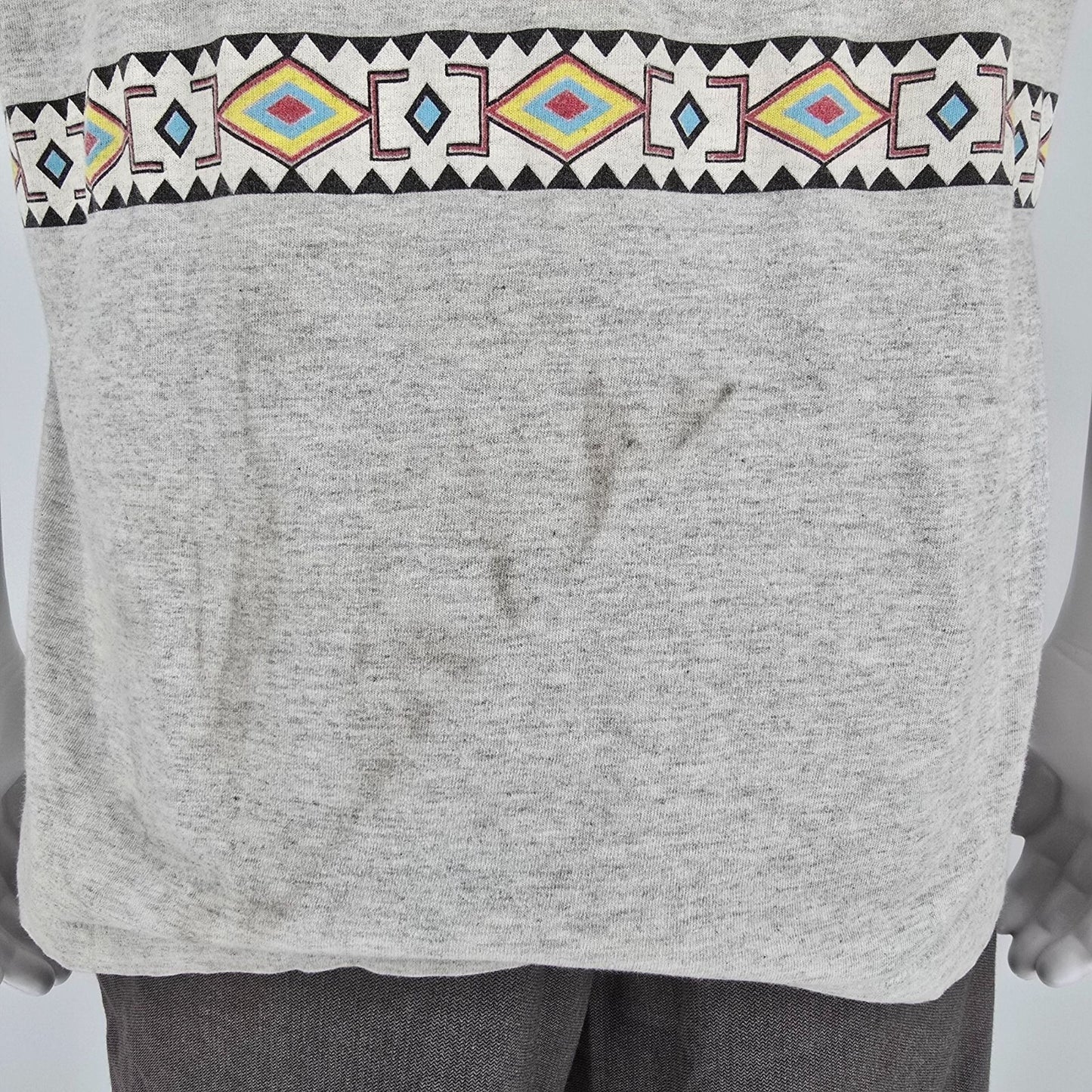Distressed Vintage 1990s Habitat Native American Spirit Eagle Gray T-Shirt (L)