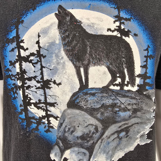 Vintage Y2K Leanin' Tree Country Trails New Castle, IN Wolf Moon T-Shirt (M/L)