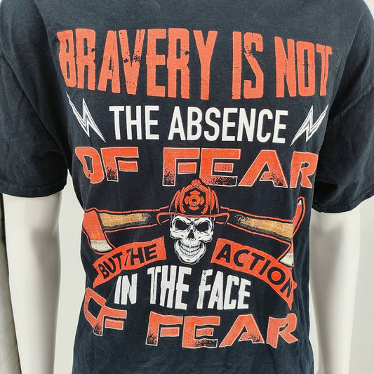 2010s "Bravery Is Not the Absence of Fear" Firefighter Graphic T-Shirt (XL)