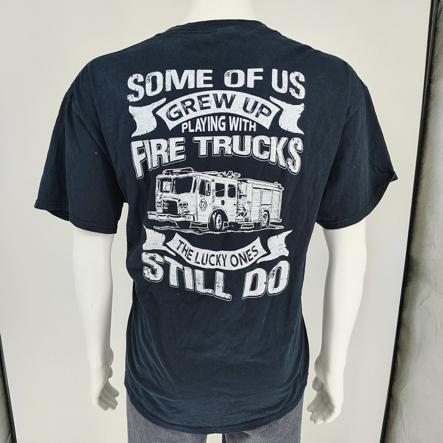"Bravery Is Not the Absence of Fear" Firefighter Fire Truck T-Shirt (XL)