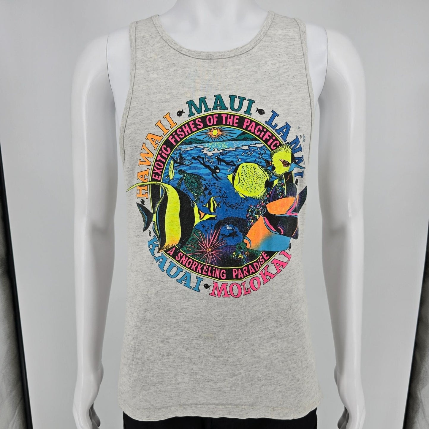 Vintage 1990s Exotic Fishes of the Pacific "A Snorkeling Paradise" Tank Top (S)