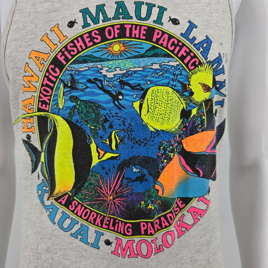 Vintage 1990s Exotic Fishes of the Pacific "A Snorkeling Paradise" Tank Top (S)