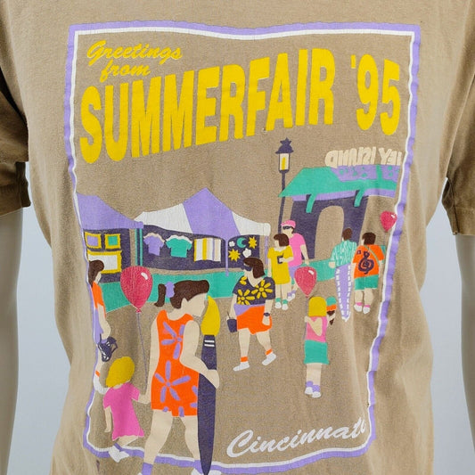 Vintage 90s Single-Stitch "Greetings From Summerfair '95 Cincinnati" T-Shirt (L)