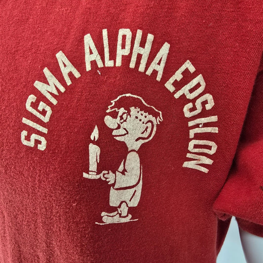 Vintage 1960s Champion Sigma Alpha Epsilon Fraternity V-Neck Sleep Shirt (M/L)