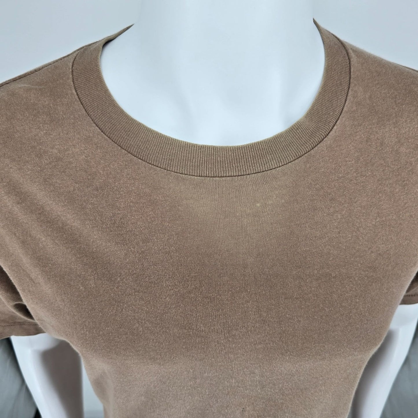 Distressed Vintage 1990s BVD Faded Brown Grunge Single Stitch Blank T-Shirt (L)