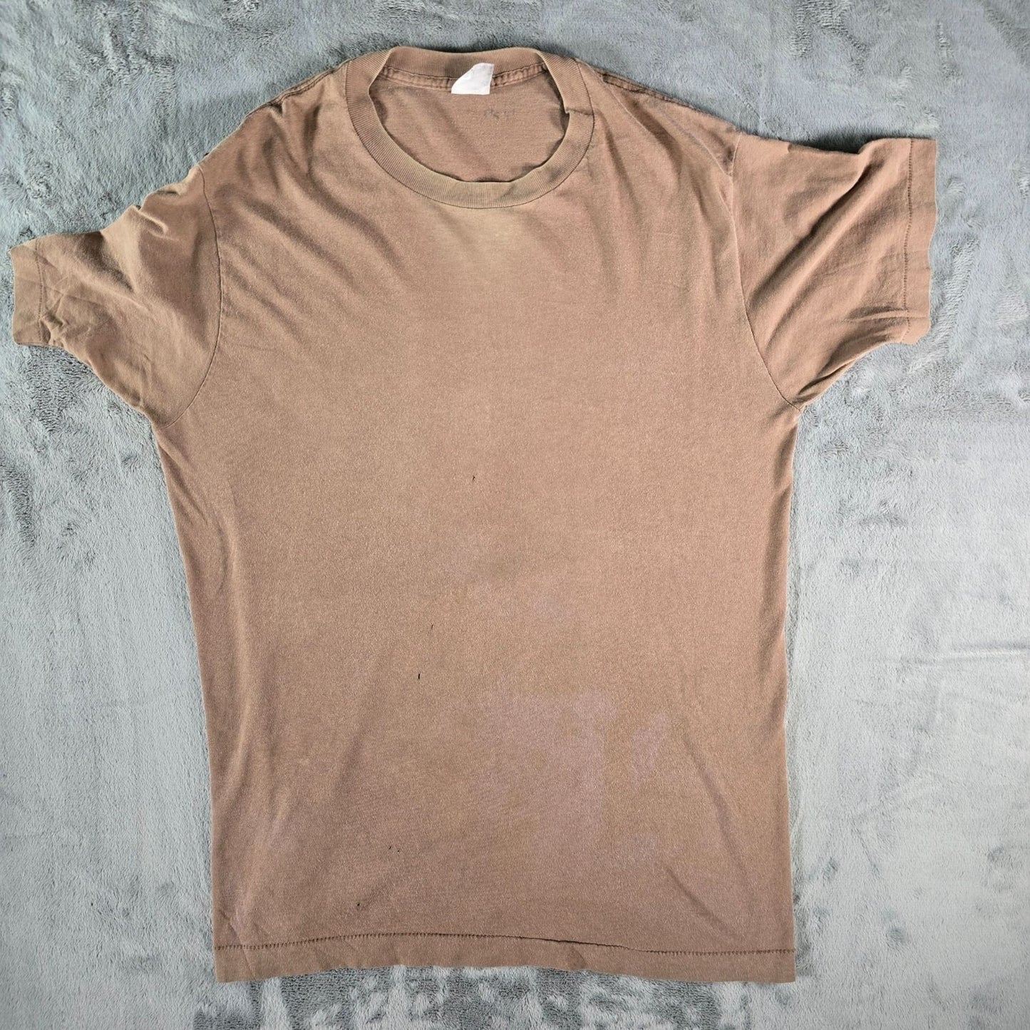 Distressed Vintage 1990s BVD Faded Brown Grunge Single Stitch Blank T-Shirt (L)