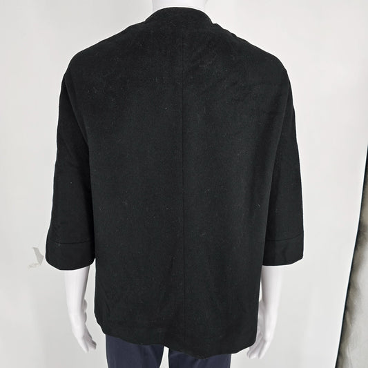 Vintage Early 1960s Betty Rose Black Wool 3/4 Sleeve Cropped Mod Jacket (S/M)