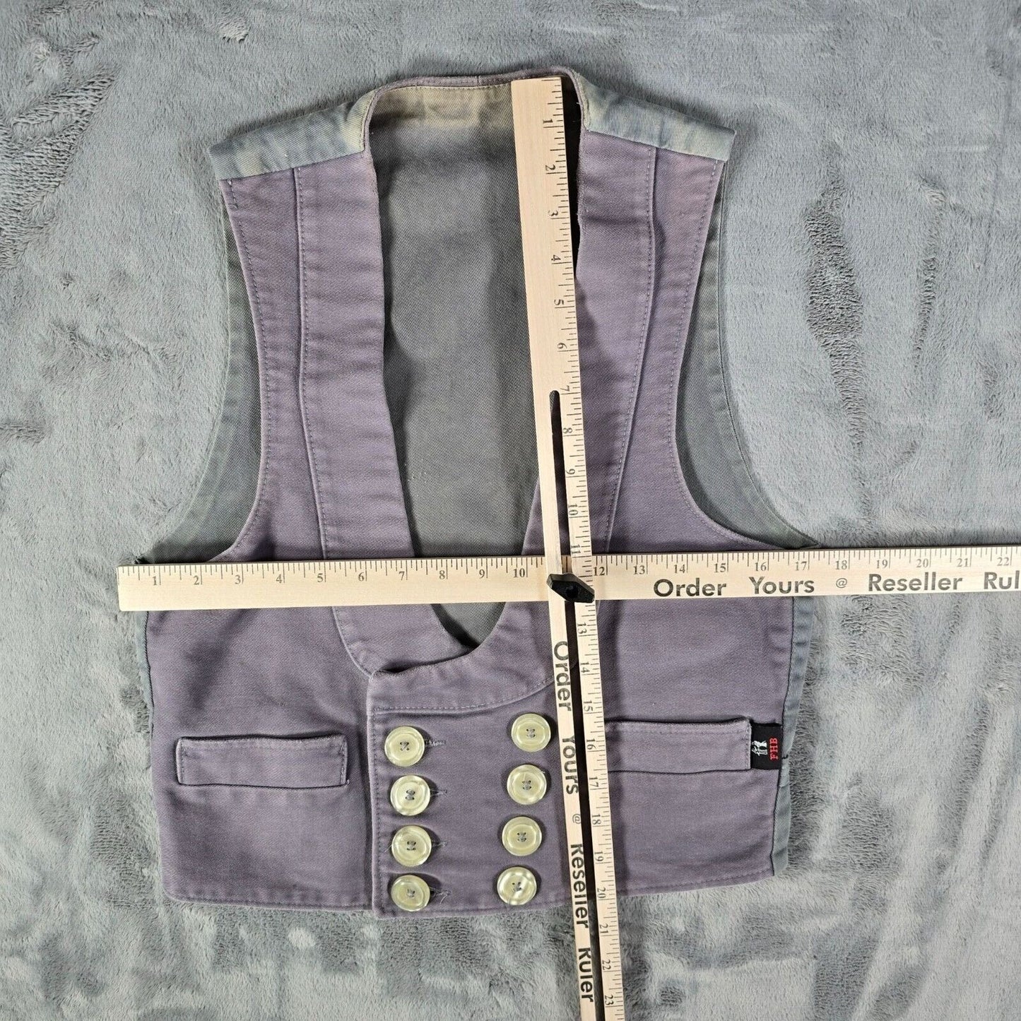 Distressed FHB Detlef German Double-Breasted Workwear Carpenter Guild Vest (XS)
