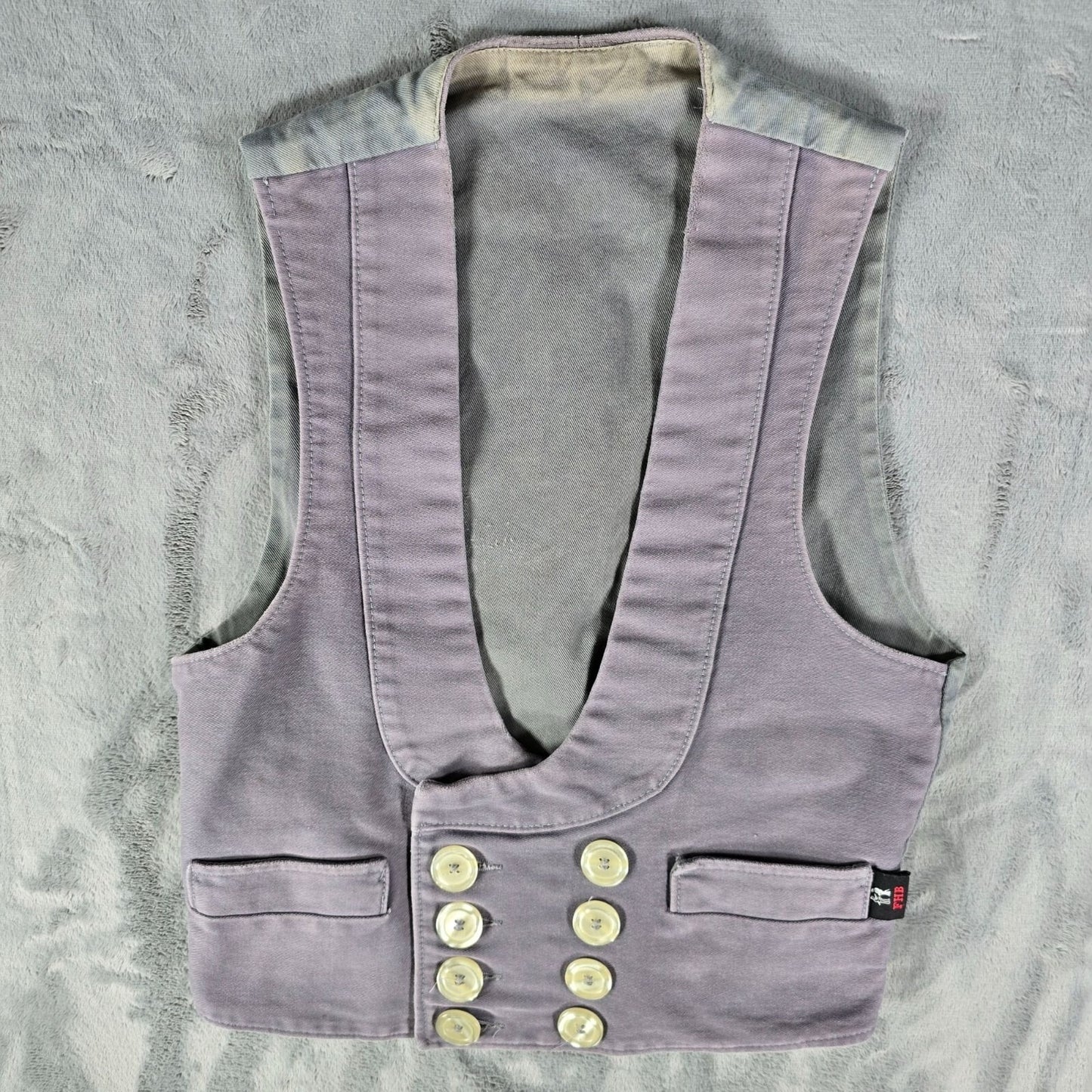 Distressed FHB Detlef German Double-Breasted Workwear Carpenter Guild Vest (XS)