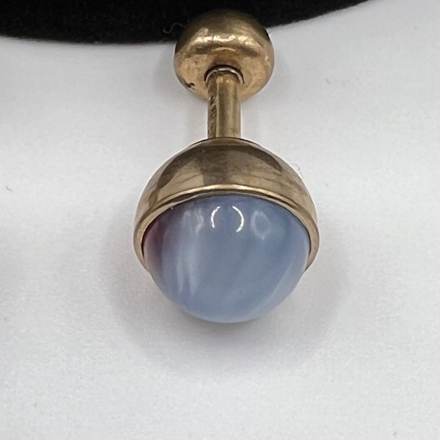 Vintage 1940s Signed Kreisler Craft Gold-Tone Blue Moonglow Cabochon Cufflinks