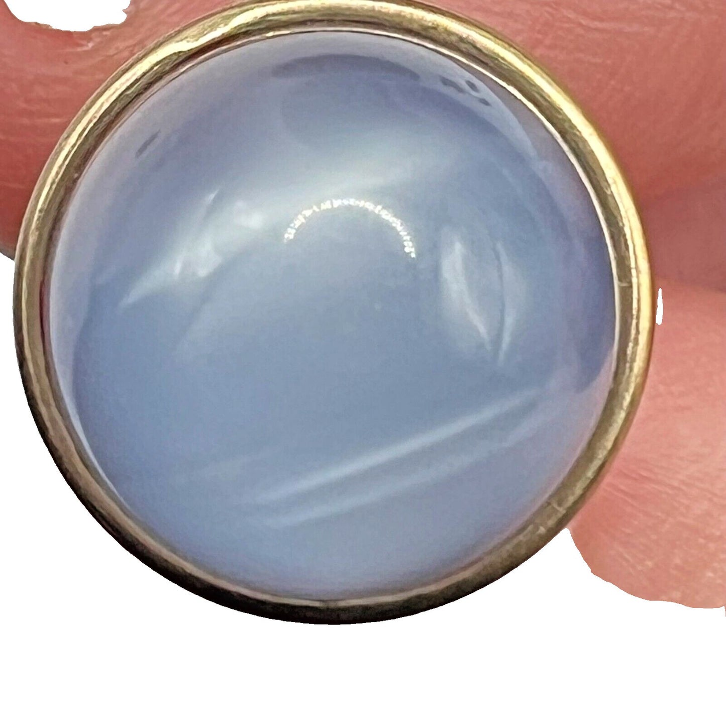 Vintage 1940s Signed Kreisler Craft Gold-Tone Blue Moonglow Cabochon Cufflinks