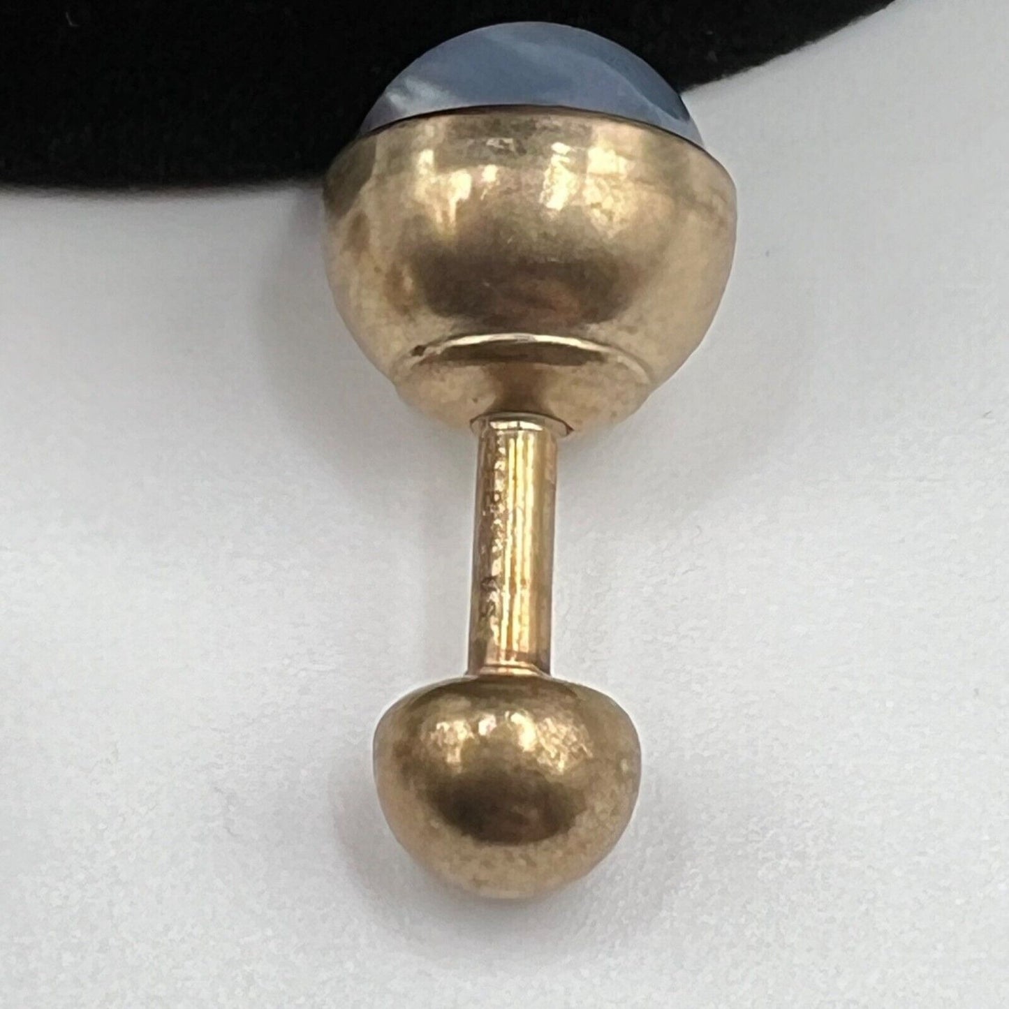 Vintage 1940s Signed Kreisler Craft Gold-Tone Blue Moonglow Cabochon Cufflinks