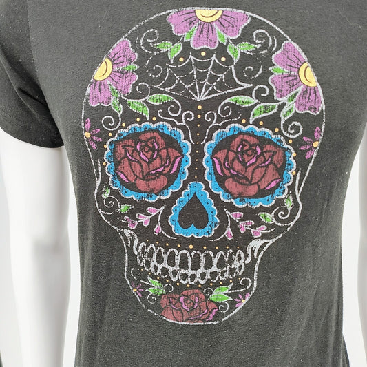 Celebrate Halloween Sugar Skull Black Girls T-Shirt (M 8-10)