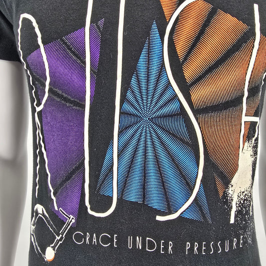 Vintage 1980s Fruit of the Loom Rush Grace Under Pressure Black Band T-Shirt (S)