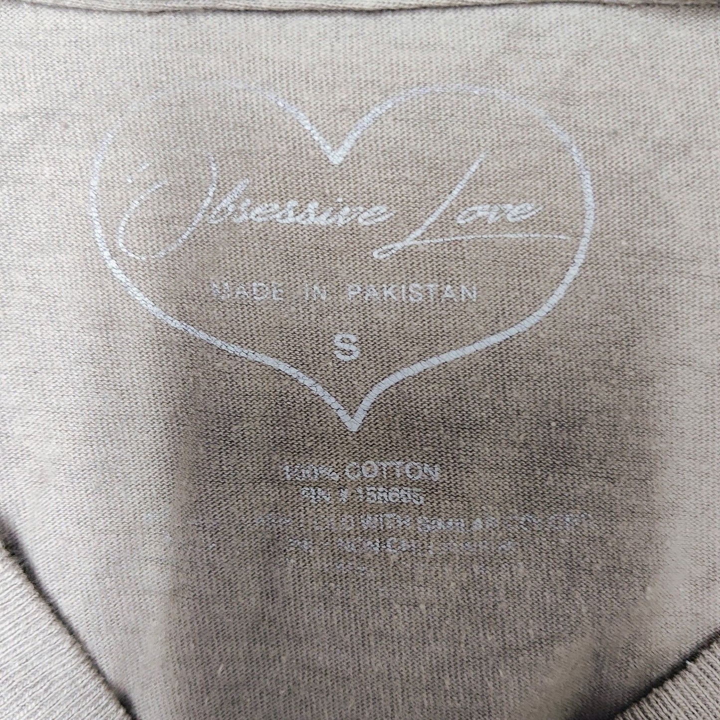 Obsessive Love "Staying Alive" Skeletons and Flowers Taupe Graphic T-Shirt (S)