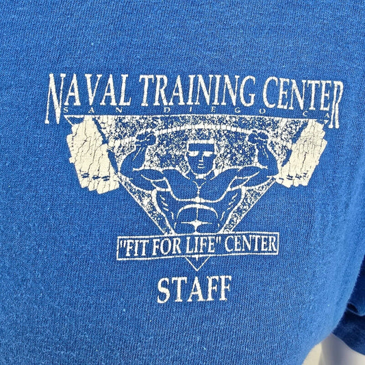 Vintage 80s/90s San Diego "Fit For Life" Naval Training Center Staff T-Shirt (M)