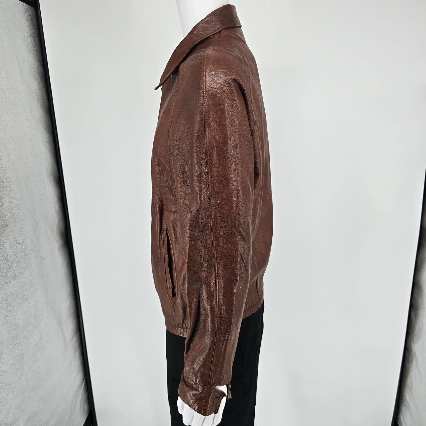 Vintage 1970s Ralph Edwards Ideal Zipper Full-Zip Brown Leather Jacket (Medium)