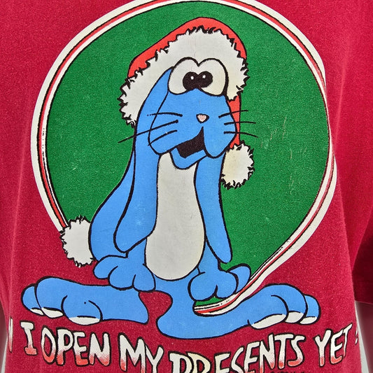 Vintage 1990s AVK "Can I Open My Presents Yet?" Christmas T-Shirt (OSFM/3XL/4XL)