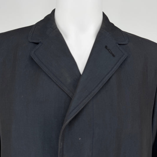 Vintage 1960s Aquascutum Aqua 5 Made in England Navy Trench Raincoat (38/Medium)