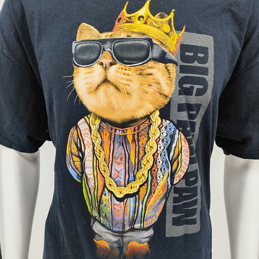 DOM "Big Paw Paw" Notorious BIG Biggies Smalls Rap Cat Graphic T-Shirt (2XL)