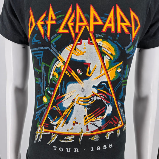 Vintage 1980s Def Leppard w/ Tesla Hysteria Tour 1988 Band T-Shirt (XS/S)