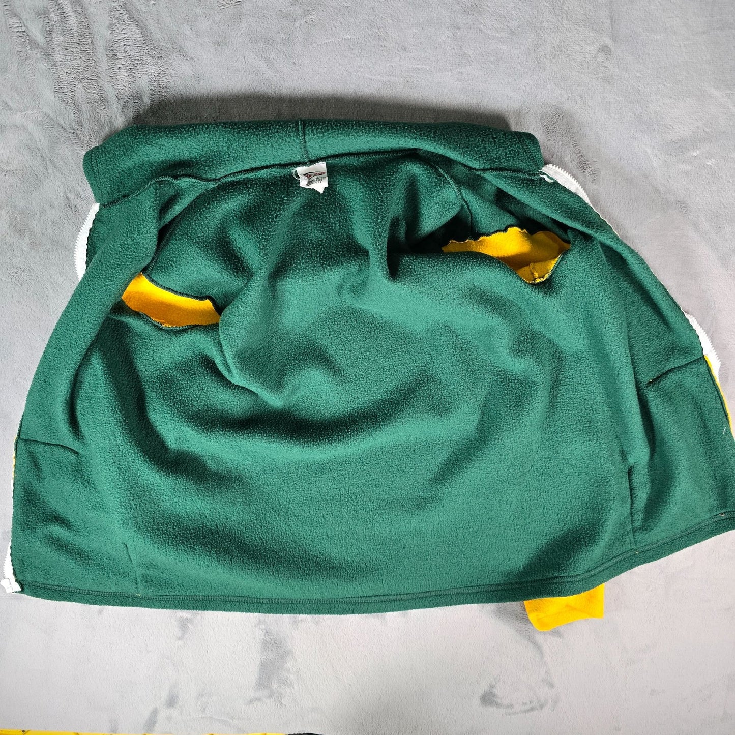 Vintage Y2K TeamLeader USA "KSU" Green & Gold Fleece Zip Cheerleader Hoodie (S)
