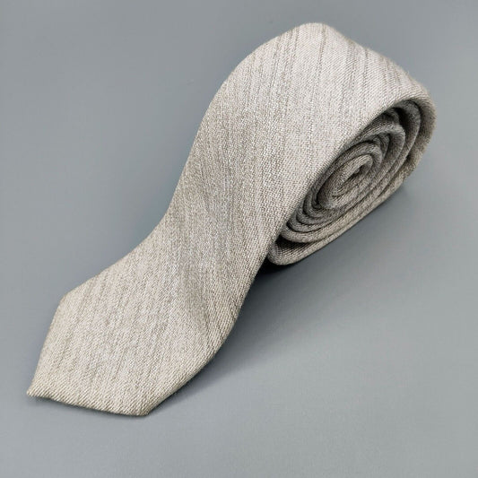 Vintage Unbranded Mens Beige Woven Textured Long Skinny Necktie