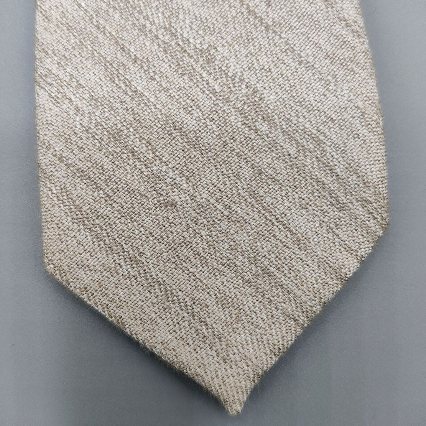 Vintage Unbranded Mens Beige Woven Textured Long Skinny Necktie