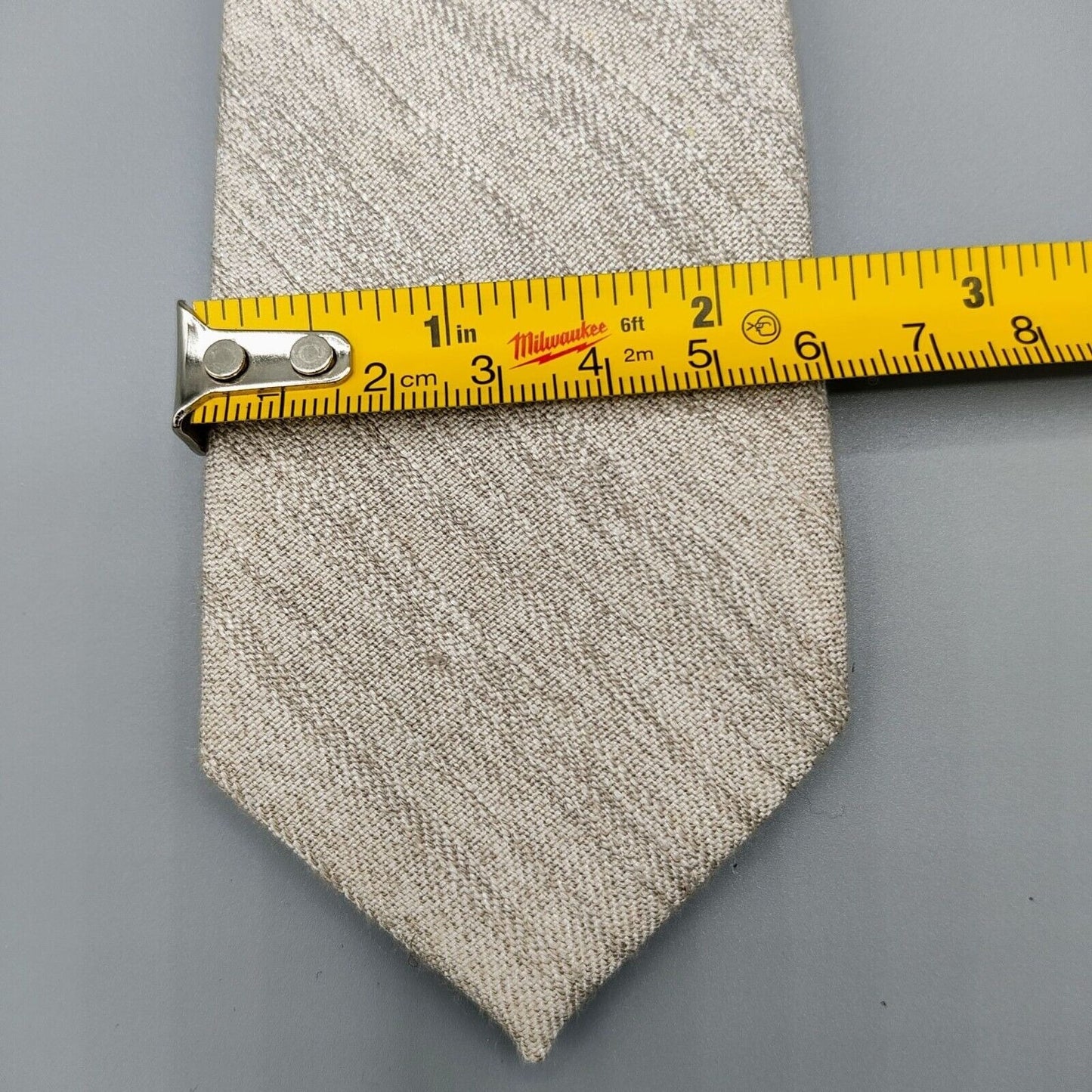 Vintage Unbranded Mens Beige Woven Textured Long Skinny Necktie