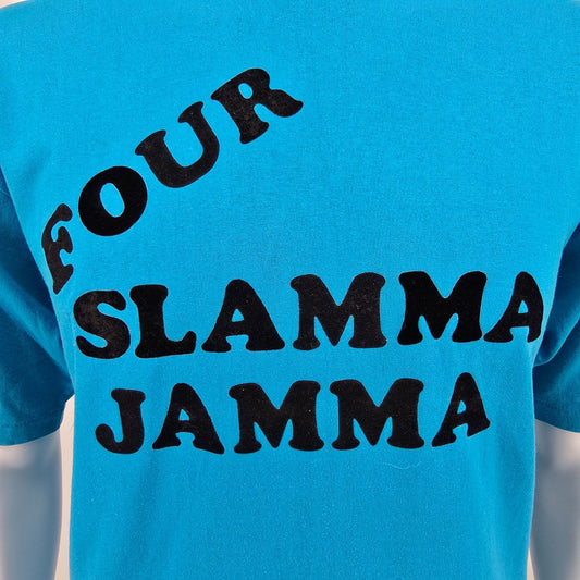 Vintage 1980s Hanes "Four Slamma Jamma" #23 Flocked Letter T-Shirt (L/XL)