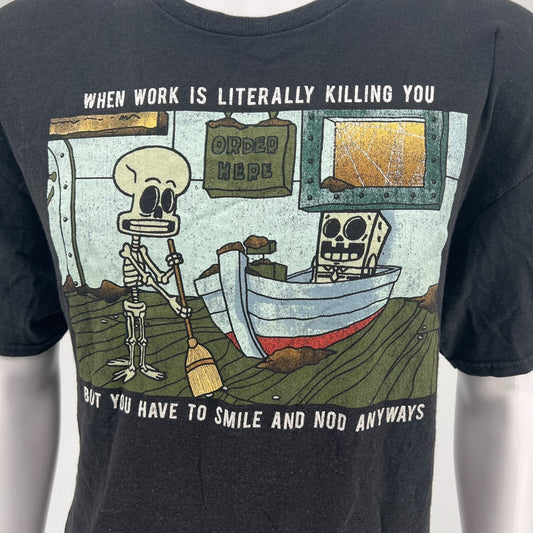Spongebob Squarepants "When Work Is Literally Killiing you Meme T-Shirt (XL)