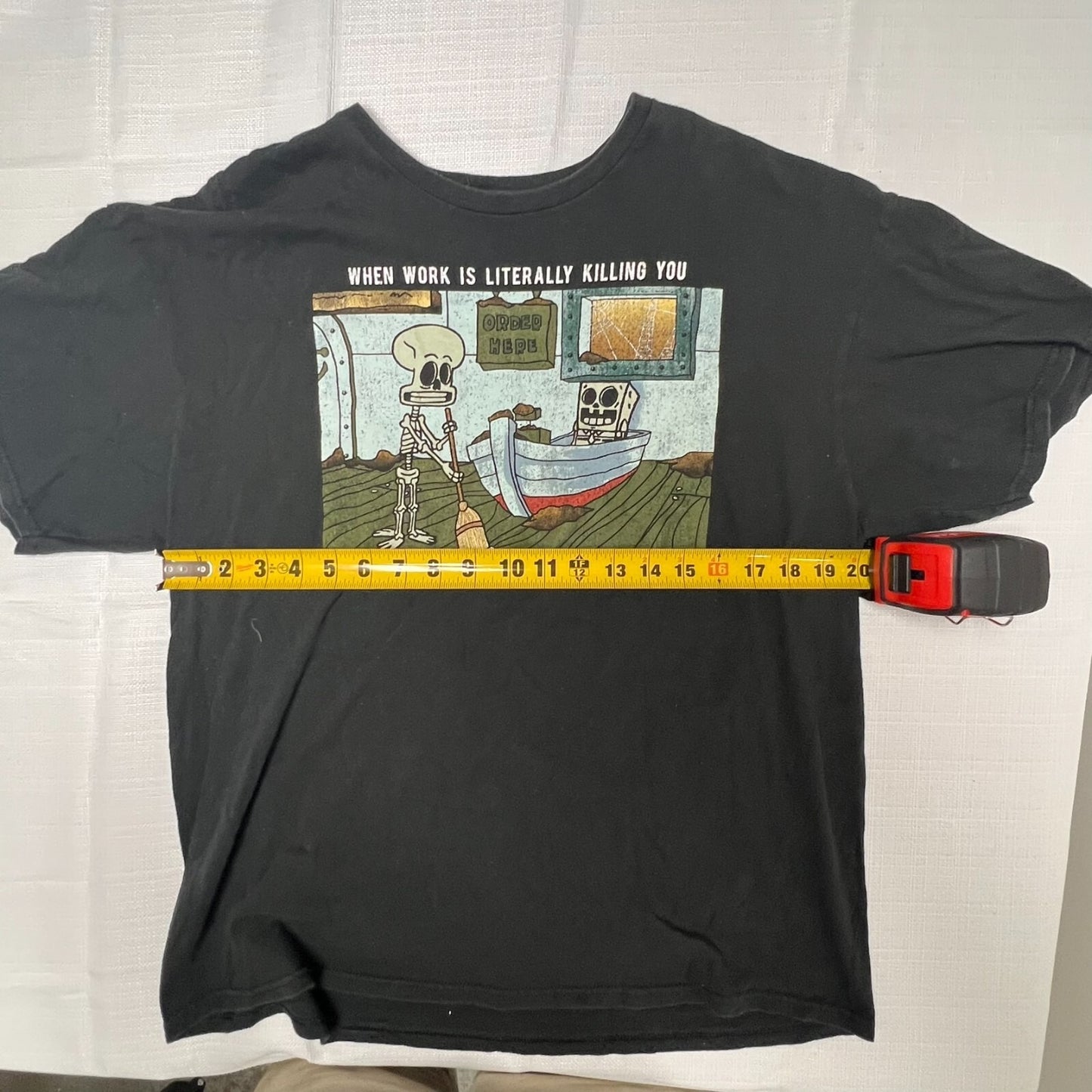 Spongebob Squarepants "When Work Is Literally Killiing you Meme T-Shirt (XL)