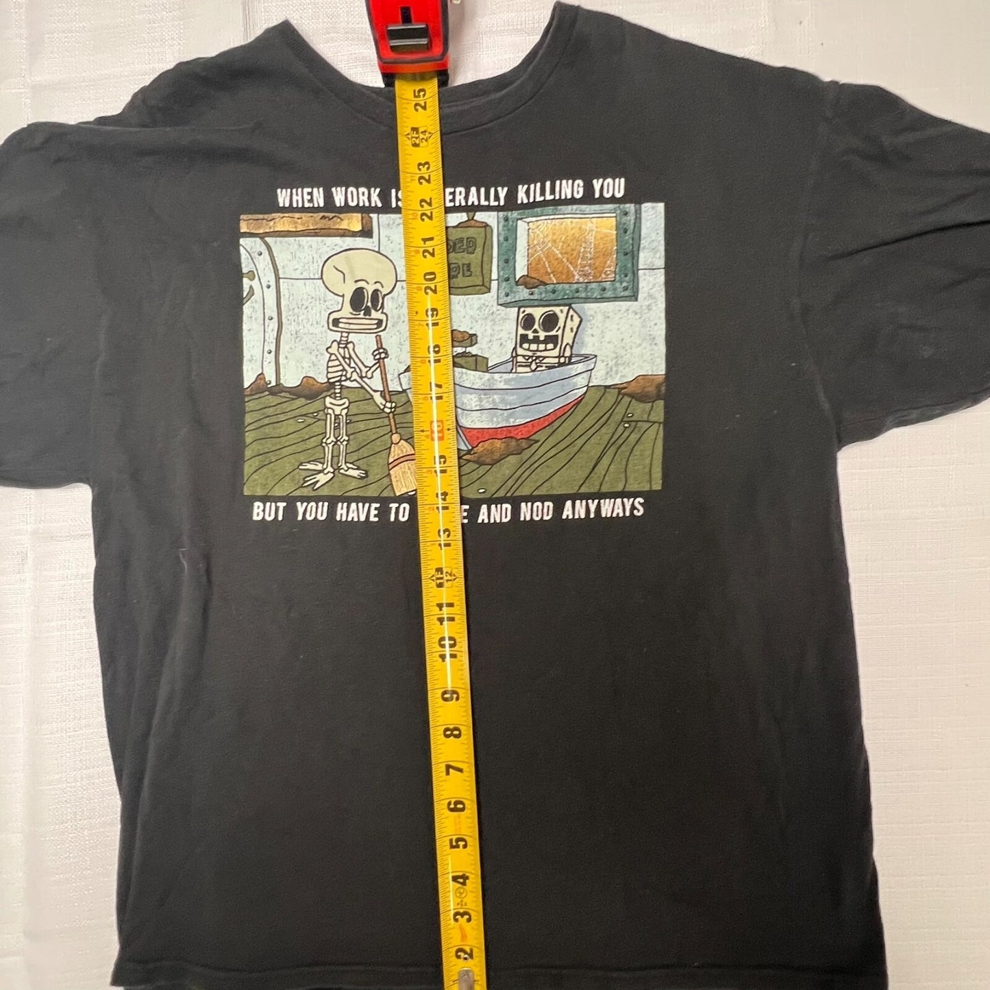 Spongebob Squarepants "When Work Is Literally Killiing you Meme T-Shirt (XL)